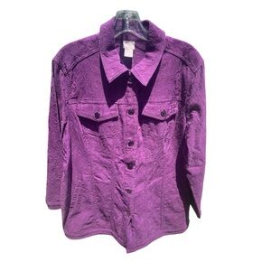 Chico's Purple Embossed Button down Jacket - New with Tags